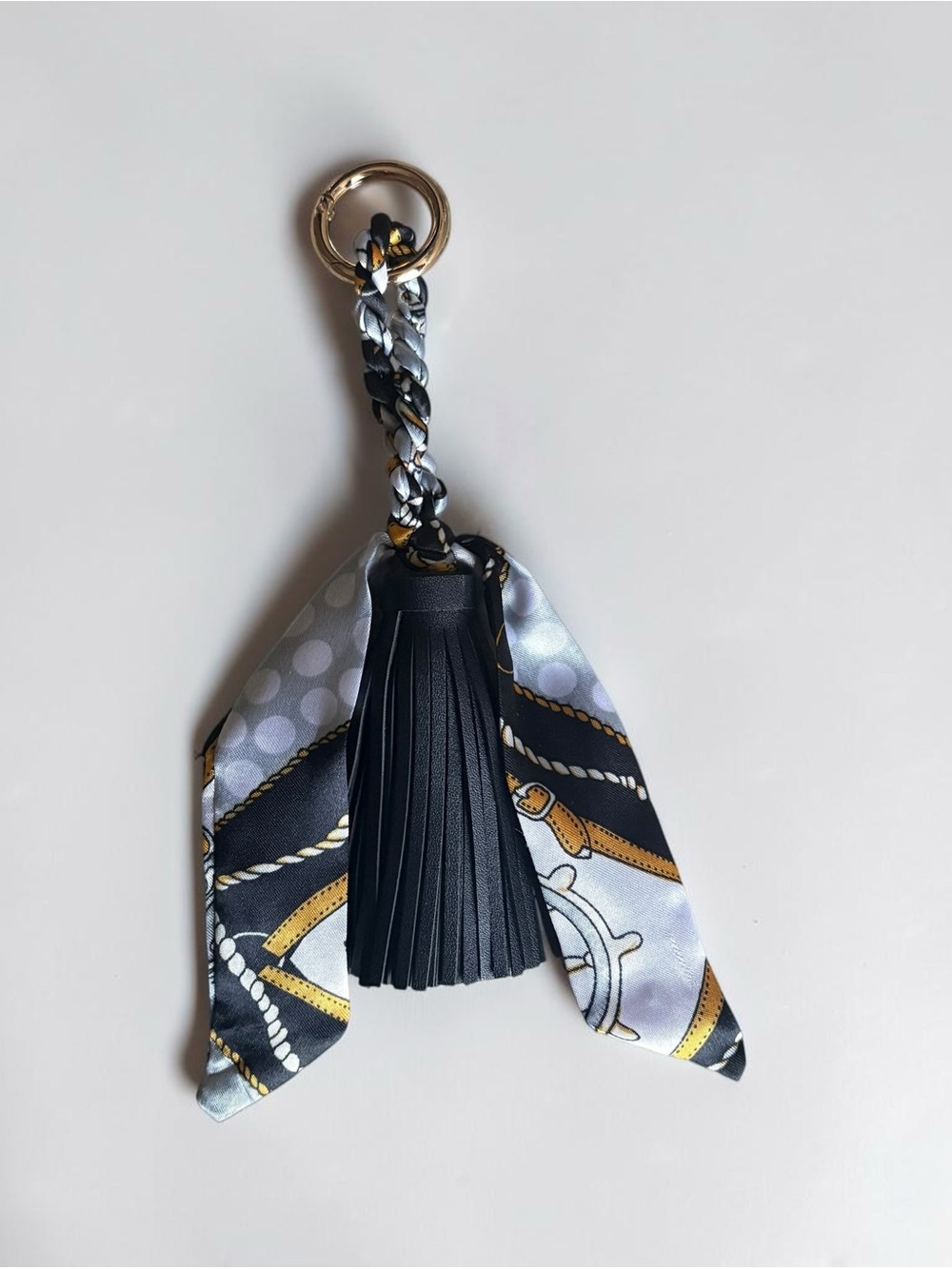 Black Tassel and Scarf Bag Charm